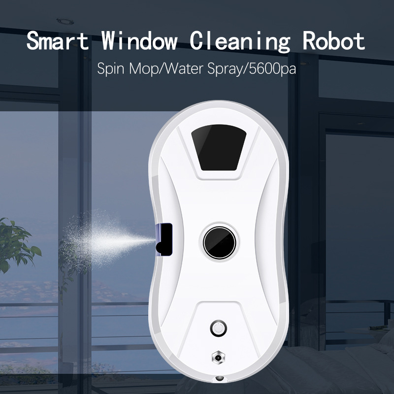 Robot nettoyant de fenêtre intelligent avec pulvérisation d'eau et mop rotatif
