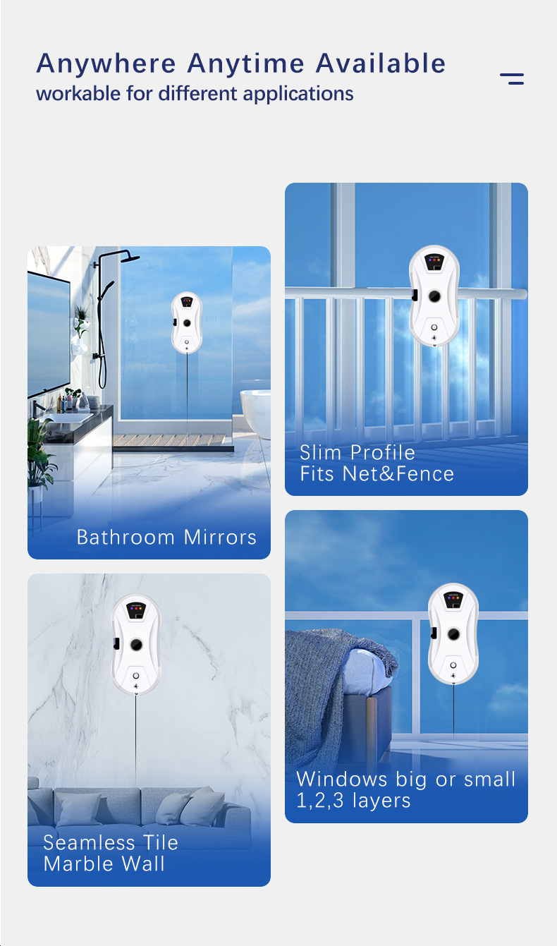 Dispositif compact pour miroirs de salle de bain, carreaux sans joint, fenêtres et clôtures